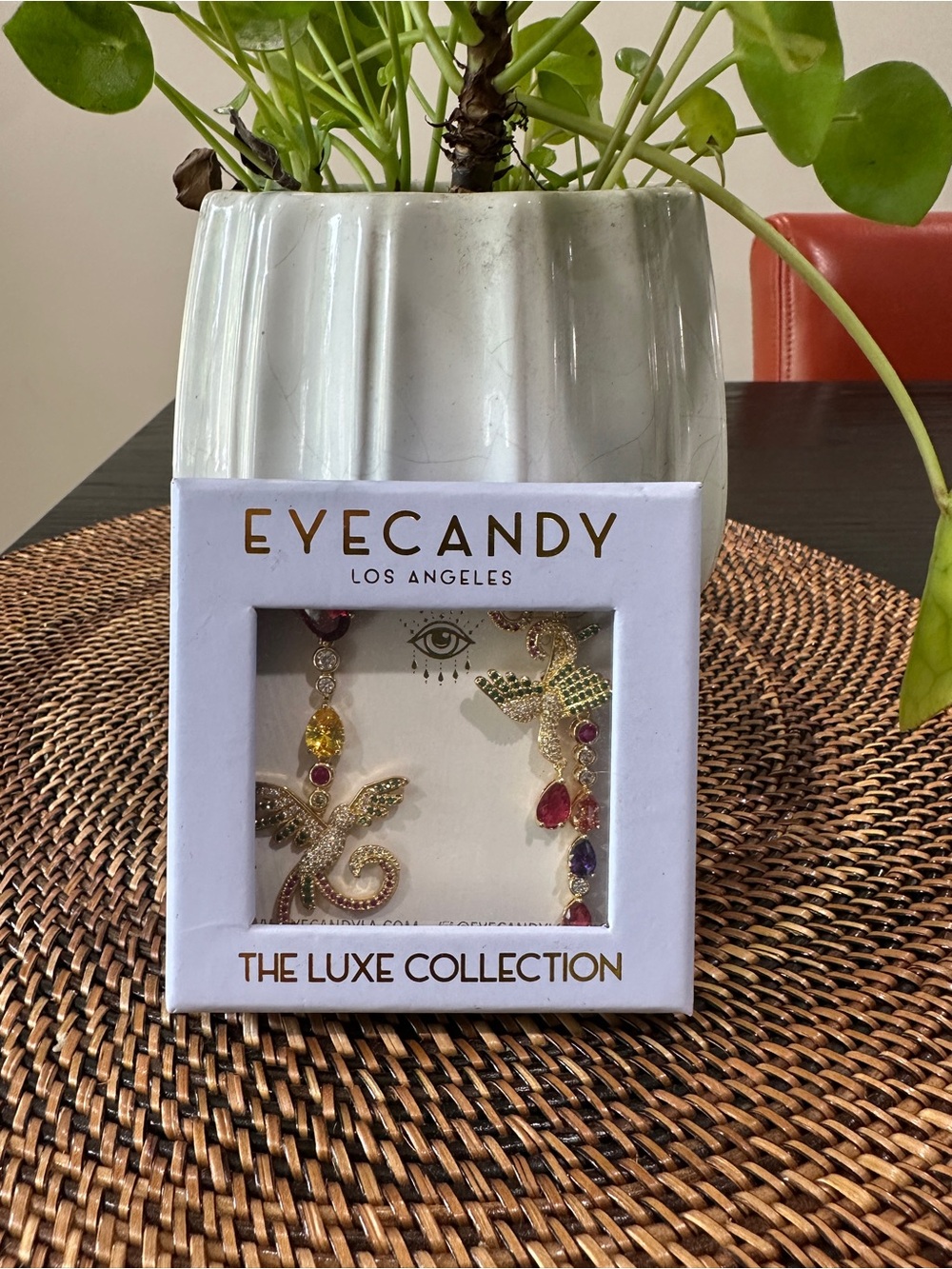 eye candy Gold Multicolor Gem Drop Earrings